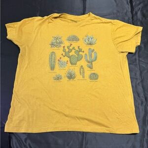 Yellow Graphic T-Shirt with Cactus Design